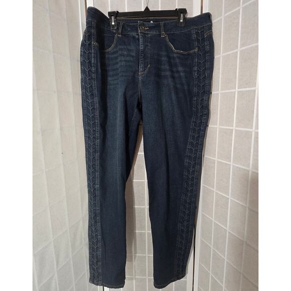 NWT! Ashley Stewart Mid Rise Button Zip Pleated Skinny Jeans Denim Plus Size: 16 - Picture 5 of 6